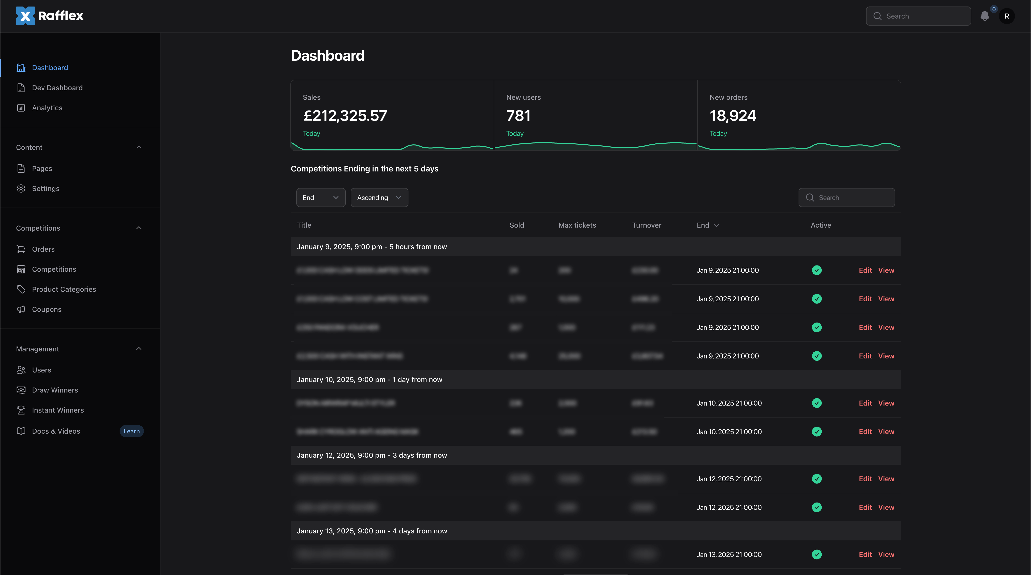 Demo Rafflex Dashboard